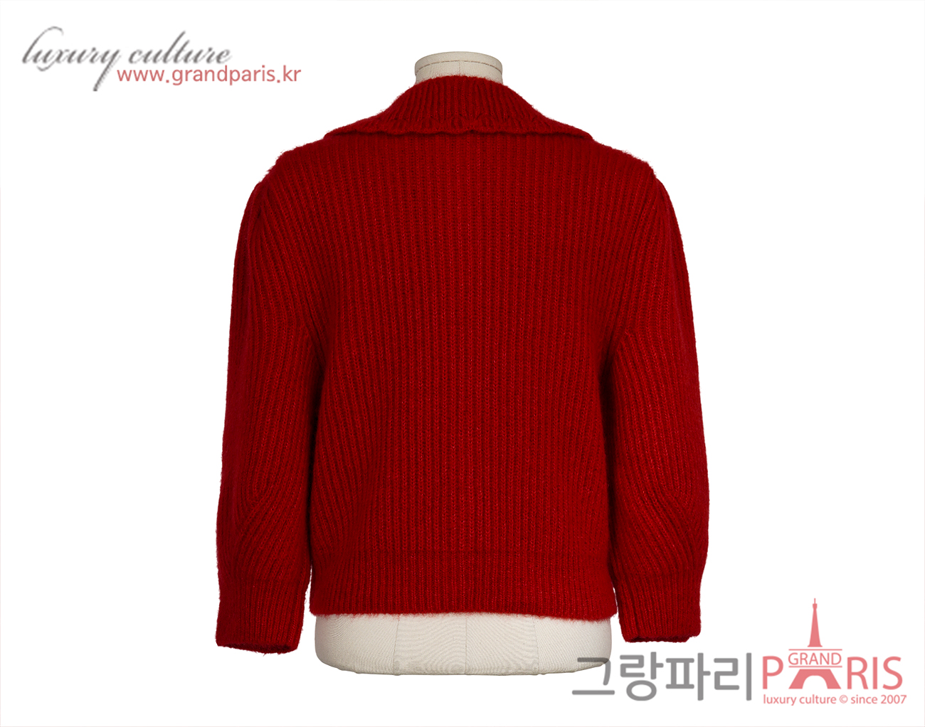 셀린느 모헤어 프릴 카라 가디건 레드 L