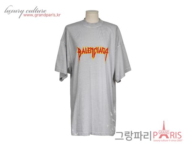 발렌시아가 메탈 오버사이즈 티셔츠 그레이 2