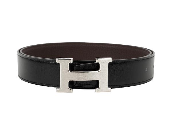 에르메스 H 벨트 리버시블 레더 스트랩 32mm 블랙 쇼콜라 매트 은장 95