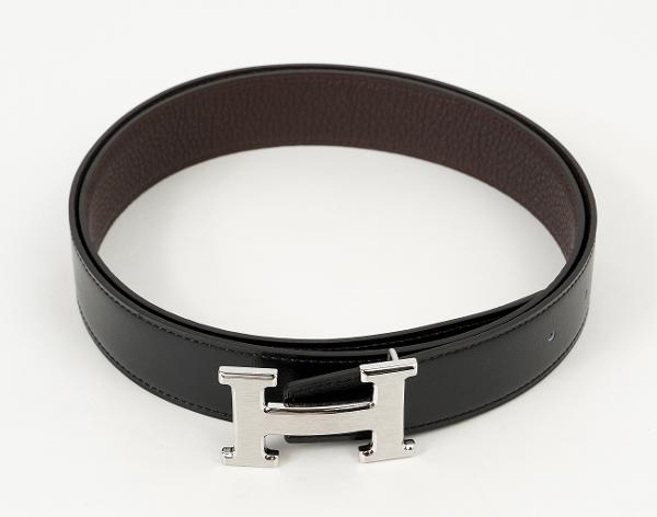 에르메스 H 벨트 리버시블 레더 스트랩 32mm 블랙 쇼콜라 매트 은장 95