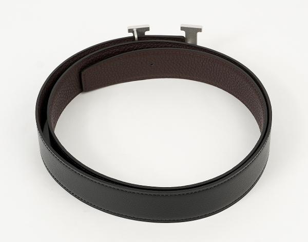 에르메스 H 벨트 리버시블 레더 스트랩 32mm 블랙 쇼콜라 매트 은장 95