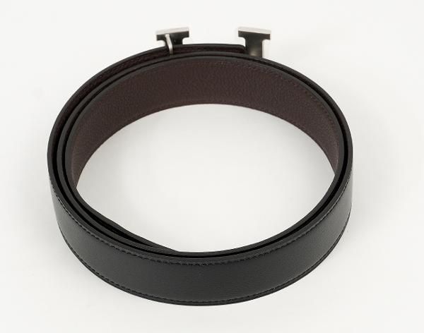 에르메스 H 벨트 리버시블 레더 스트랩 32mm 블랙 쇼콜라 매트 은장 95