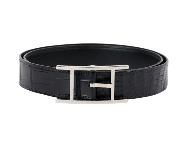 에르메스 쿠엔틴 터치 벨트 32mm 매트 엘리게이터 블랙 은장 95