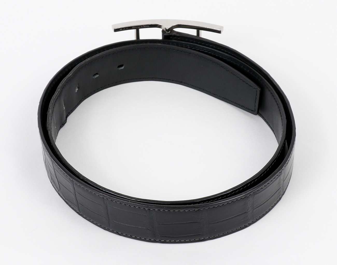 에르메스 쿠엔틴 터치 벨트 32mm 매트 엘리게이터 블랙 은장 95
