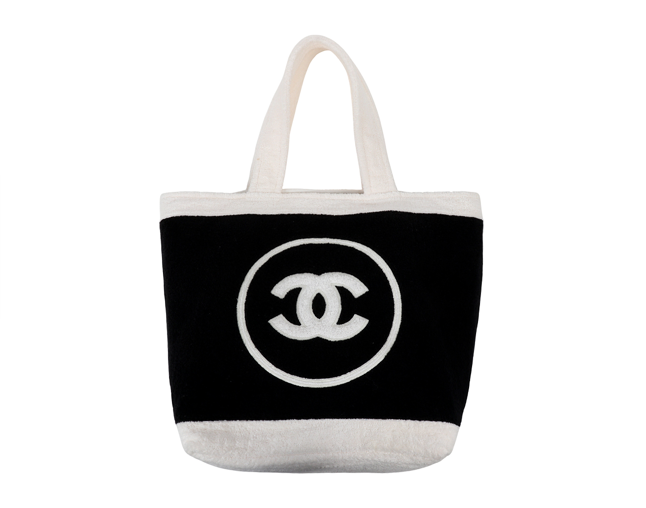 샤넬 비치 타올 토트백 블랙 화이트