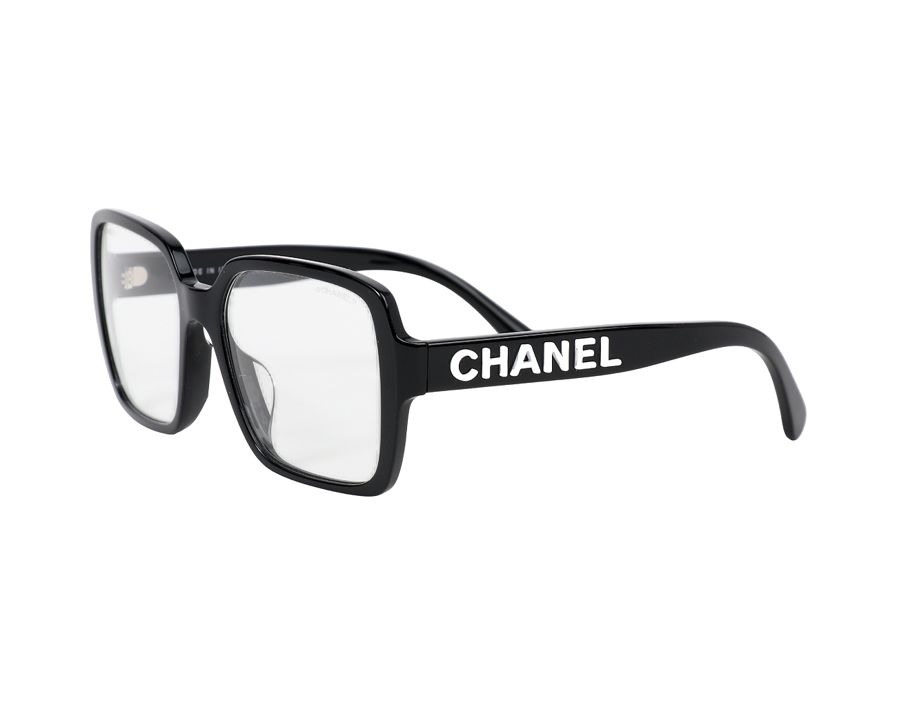 샤넬 레터링 스퀘어 안경 블랙