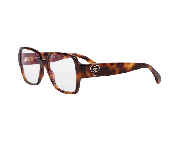 샤넬 하트 CC 스퀘어 프레임 안경 톨토이즈