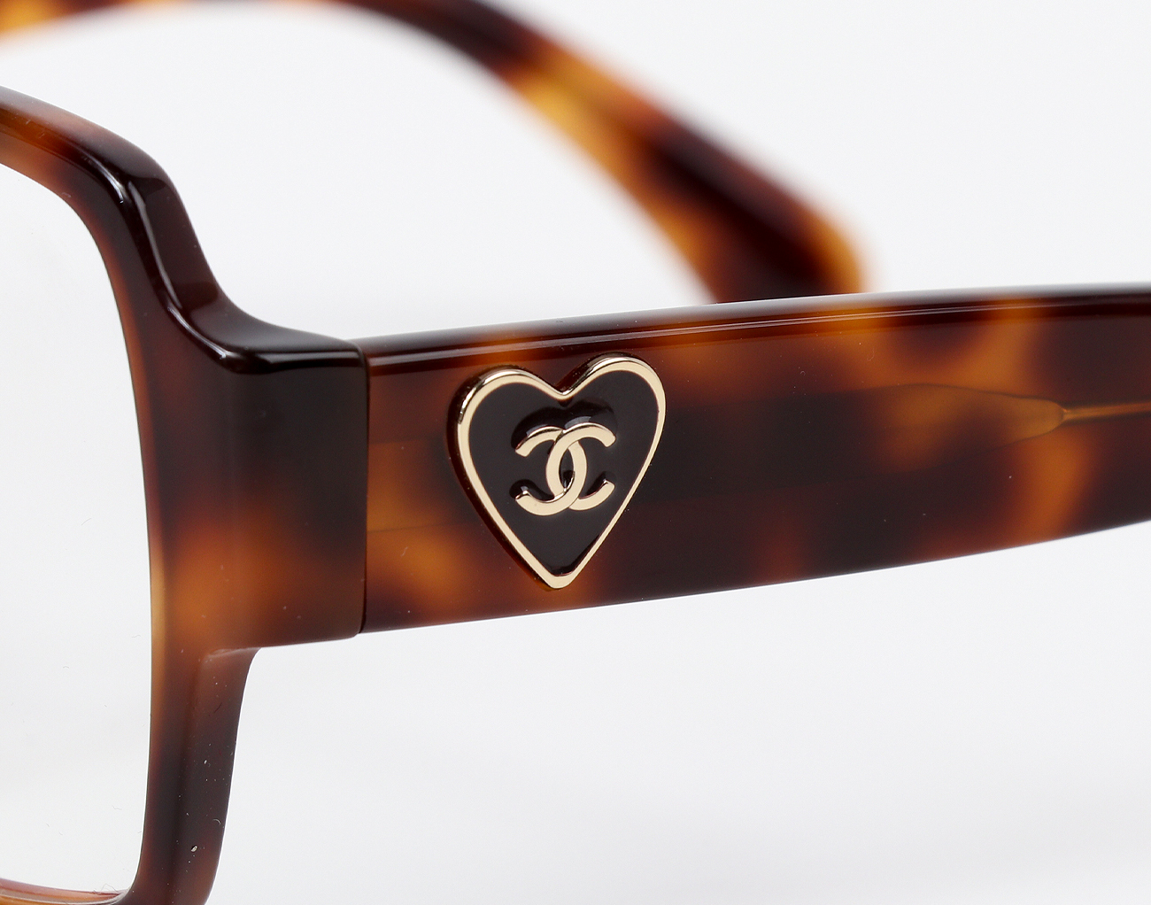 샤넬 하트 CC 스퀘어 프레임 안경 톨토이즈