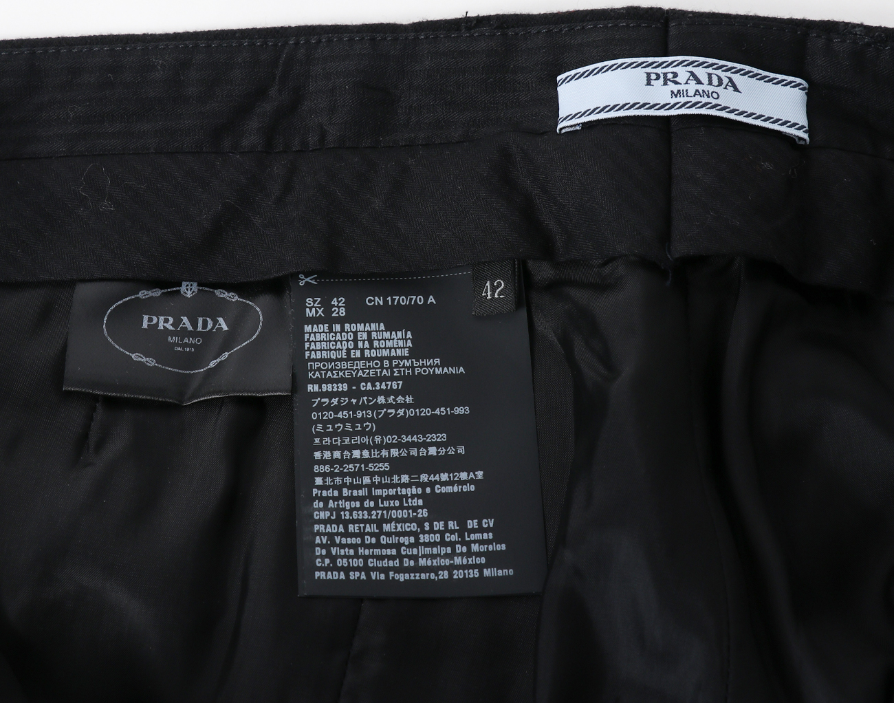 프라다 울 팬츠 블랙 42