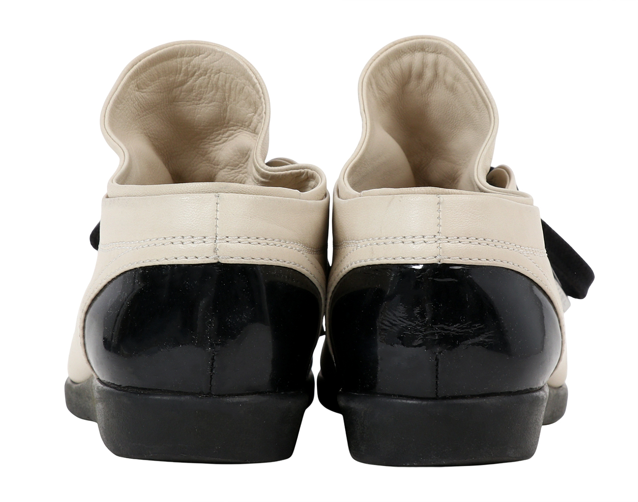 샤넬 페이턴트 캡 토 CC 레이스업 베이지 블랙 37 1/2