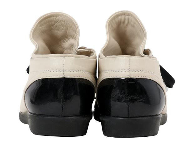 샤넬 페이턴트 캡 토 CC 레이스업 베이지 블랙 37 1/2