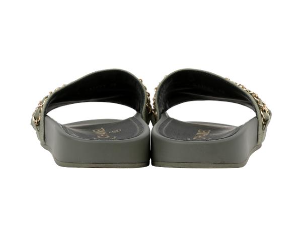 샤넬 CC 체인 뮬 카키 38