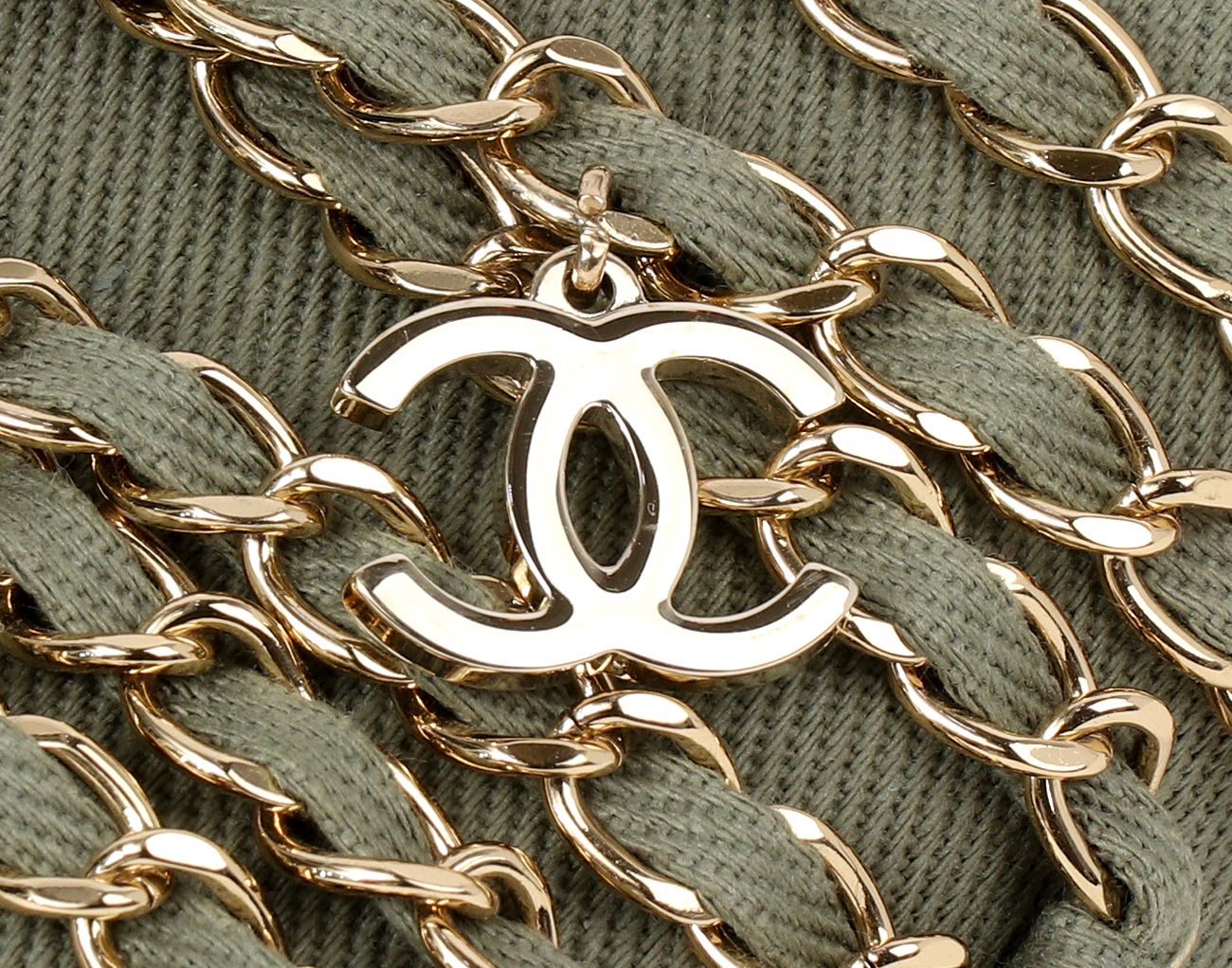 샤넬 CC 체인 뮬 카키 38