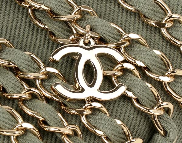 샤넬 CC 체인 뮬 카키 38