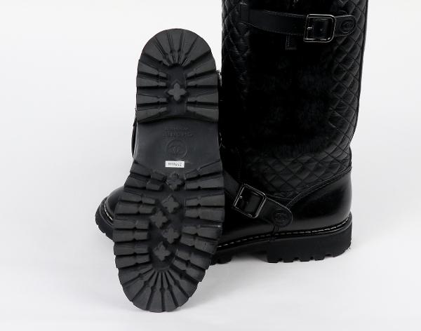 샤넬 시어링 퀼팅 하이 부츠 블랙 38 1/2