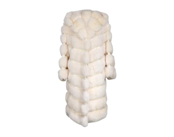 브라스키 파이톤 트리밍 세이블 코트 화이트 42