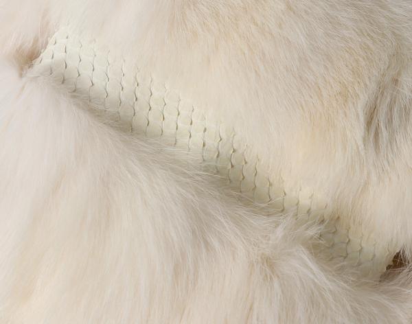 브라스키 파이톤 트리밍 세이블 코트 화이트 42