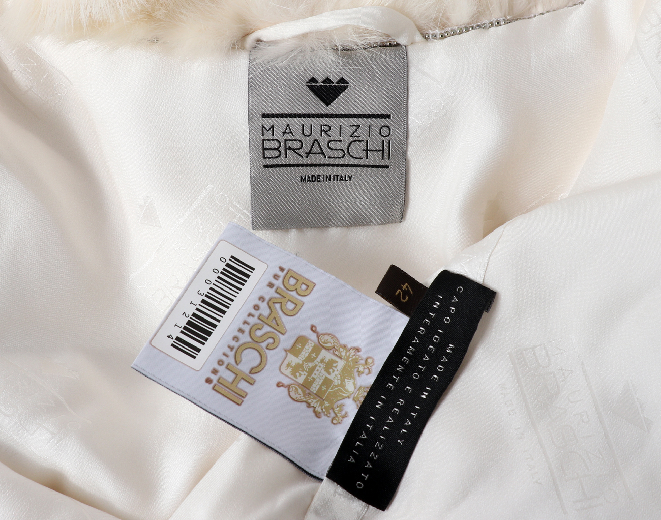 브라스키 파이톤 트리밍 세이블 코트 화이트 42