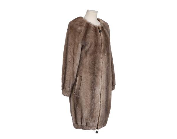 사바띠에 코펜하겐 밍크 나그랑 밴딩 집업 롱 코트 베이지 38