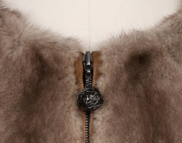 사바띠에 코펜하겐 밍크 나그랑 밴딩 집업 롱 코트 베이지 38