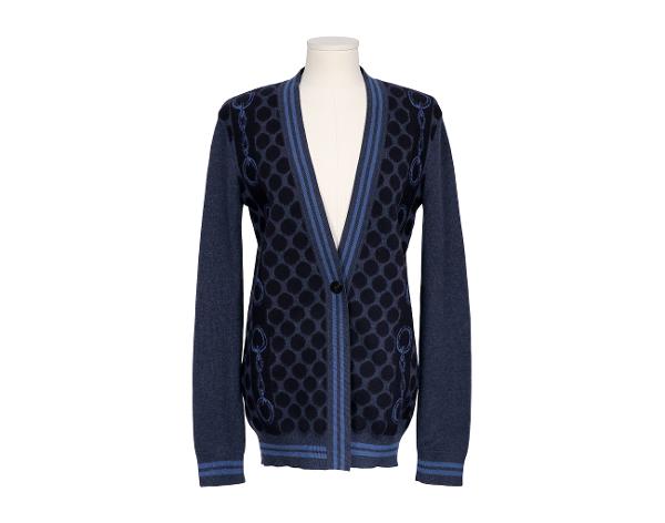 에르메스 도트 스트라이프 가디건 블랙 네이비 그레이 34