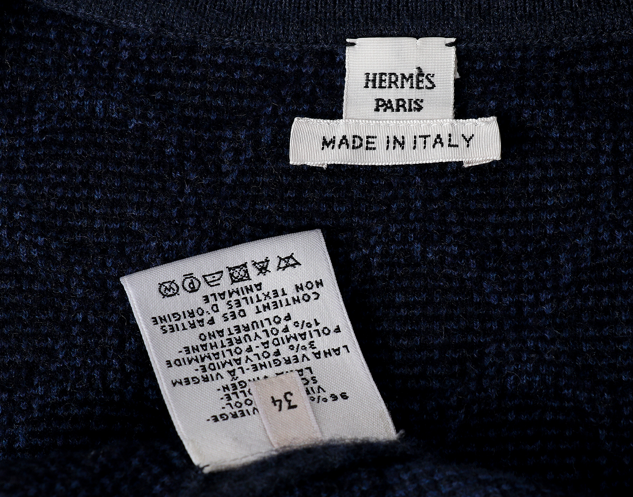 에르메스 도트 스트라이프 가디건 블랙 네이비 그레이 34