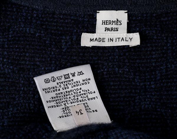 에르메스 도트 스트라이프 가디건 블랙 네이비 그레이 34