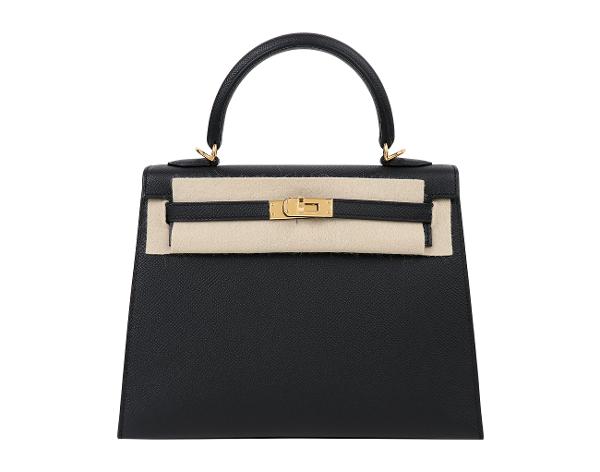 에르메스 셀리에 켈리 25 블랙 금장 K
