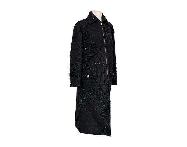 샤넬 트위드 롱코트 블랙 34