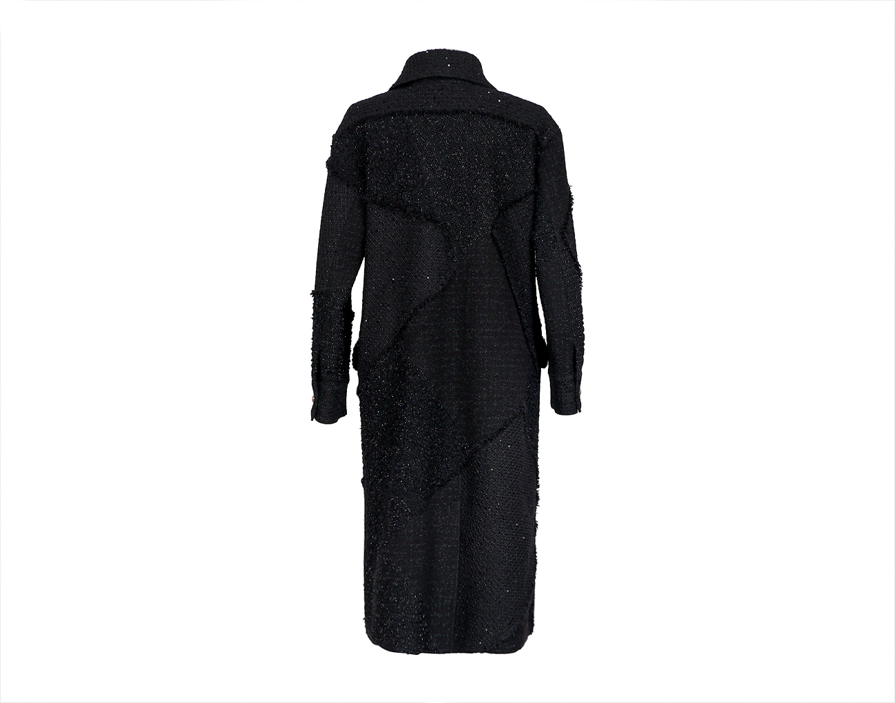 샤넬 트위드 롱코트 블랙 34