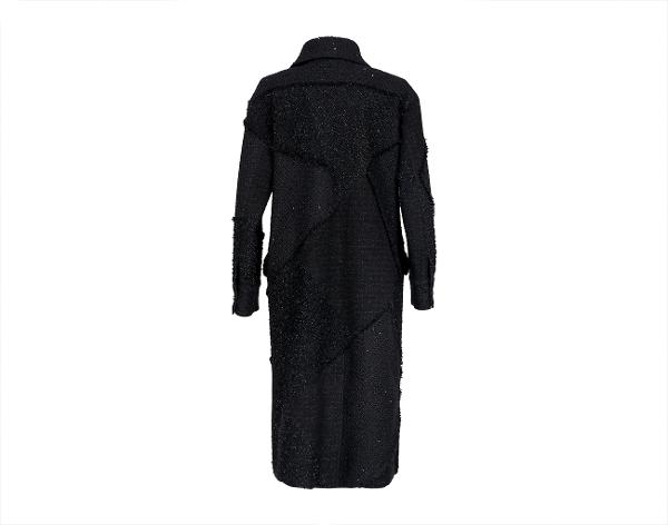샤넬 트위드 롱코트 블랙 34