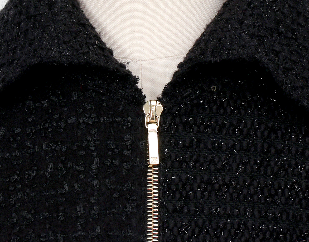 샤넬 트위드 롱코트 블랙 34