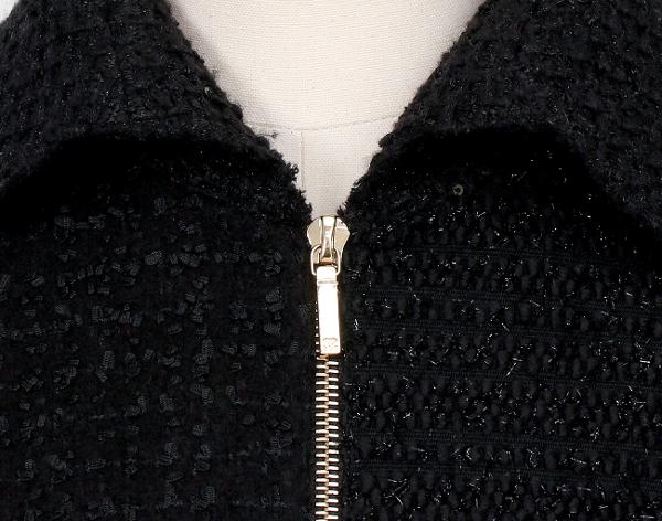 샤넬 트위드 롱코트 블랙 34