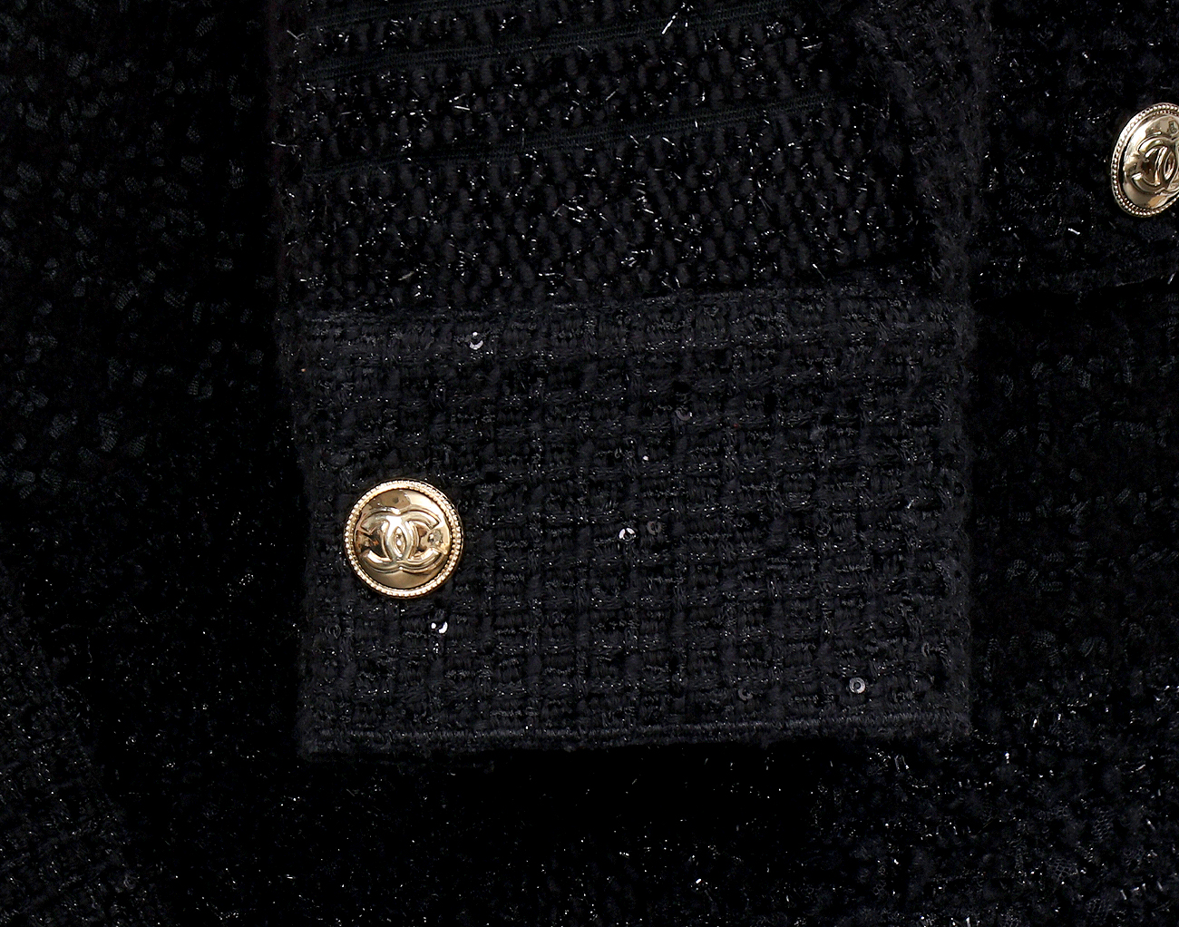 샤넬 트위드 롱코트 블랙 34