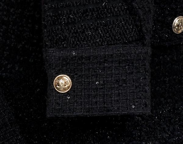 샤넬 트위드 롱코트 블랙 34