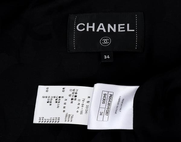 샤넬 트위드 롱코트 블랙 34