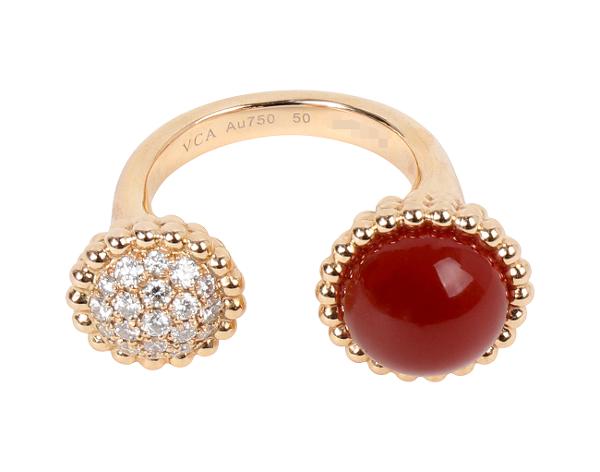 반클리프아펠 뻬를리 컬러 비트윈 더 핑거 링 로즈골드 다이아몬드 커넬리언 50