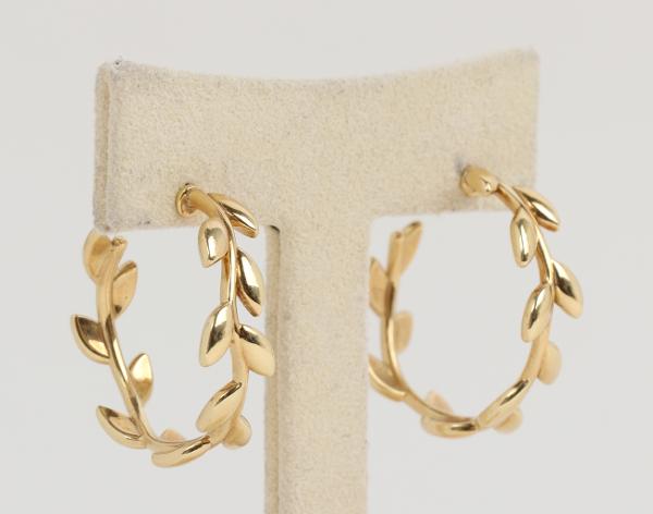 티파니앤코 팔로마 피카소 올리브 리프 후프 이어링 옐로우골드