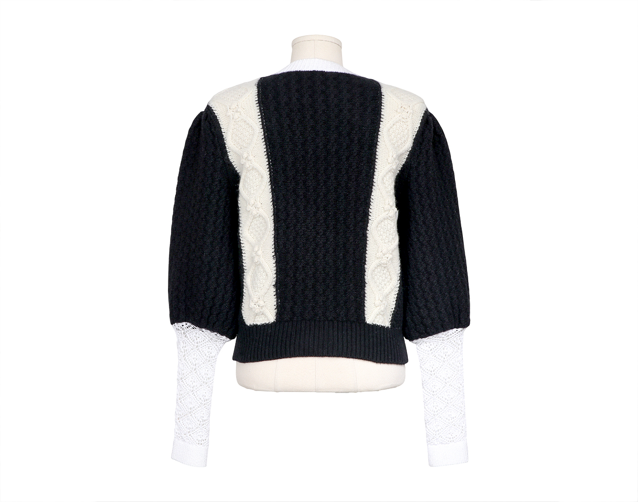 샤넬 CC 벌룬 풀오버 스웨터 블랙 에크루 34