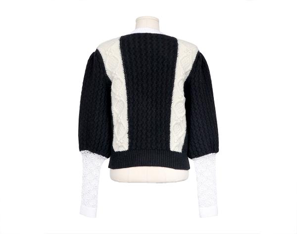 샤넬 CC 벌룬 풀오버 스웨터 블랙 에크루 34