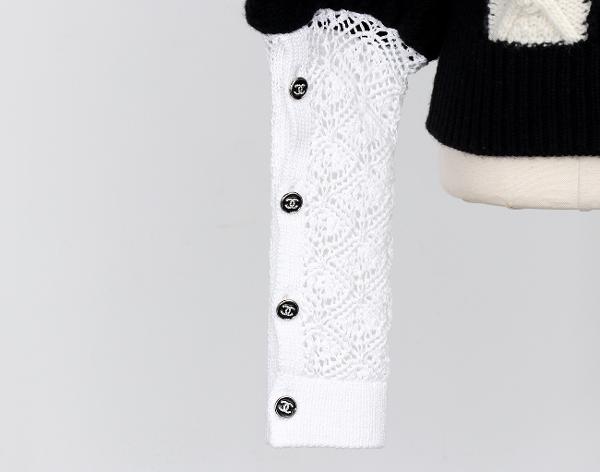 샤넬 CC 벌룬 풀오버 스웨터 블랙 에크루 34