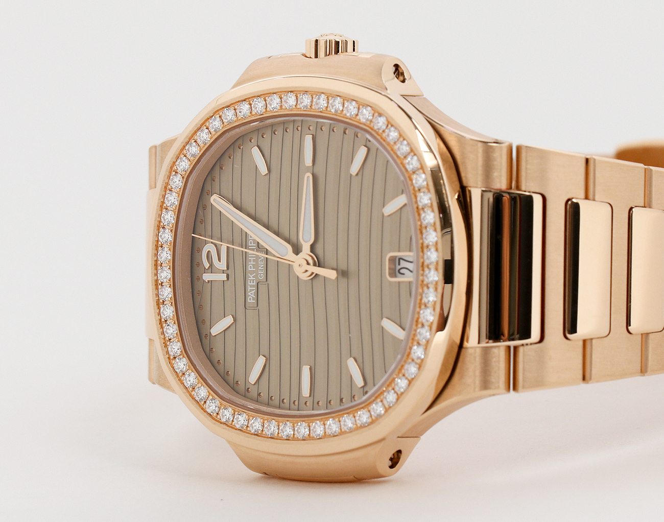 파텍필립 노틸러스 레이디 로즈골드 다이아몬드 골든 브라운 오팔 다이얼 7118/1200R-010