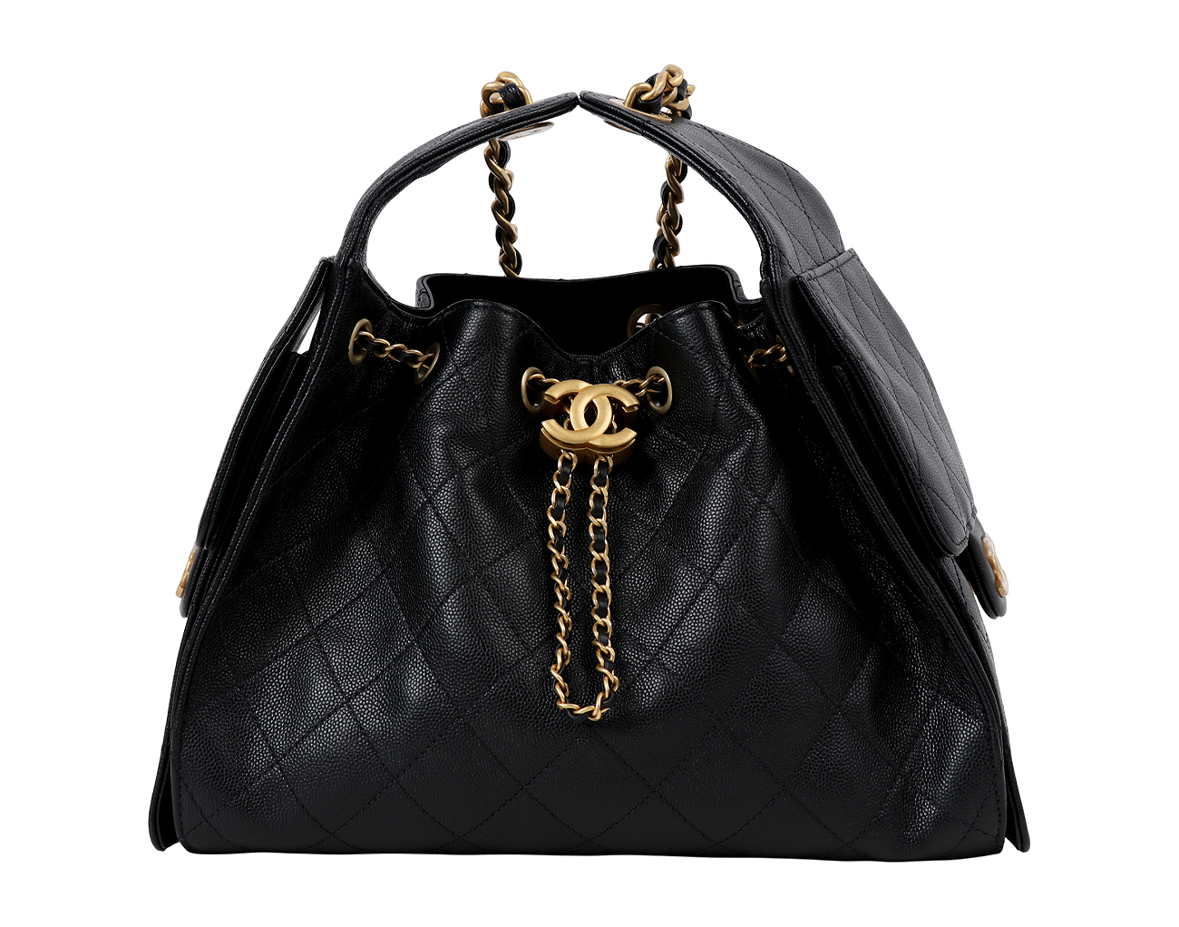 샤넬 25백 스몰 블랙 금장 캐비어