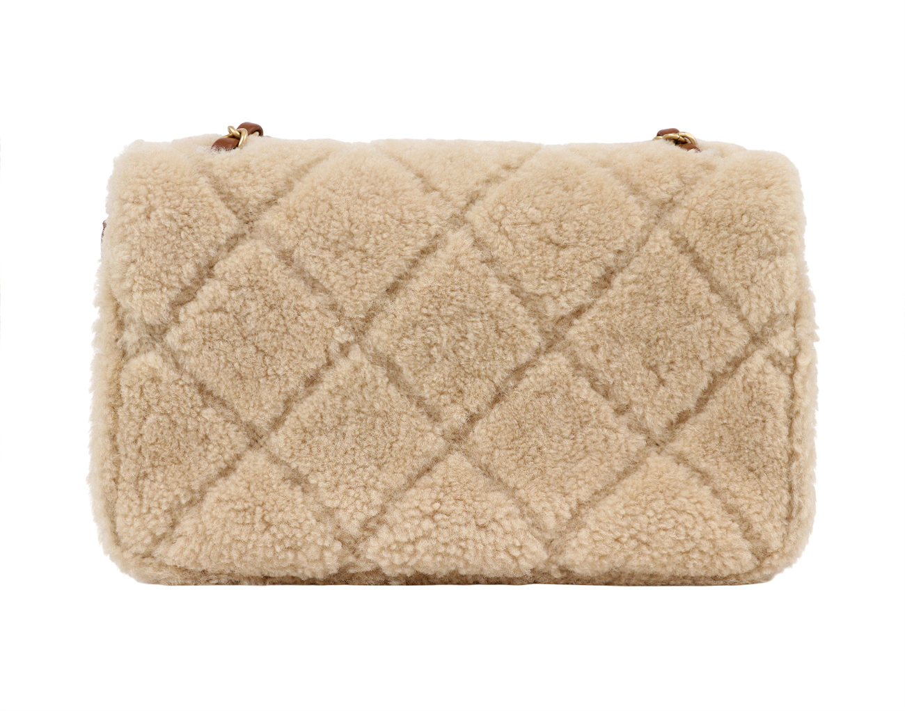 샤넬 시어링 플랩백 베이지 브라운 금장