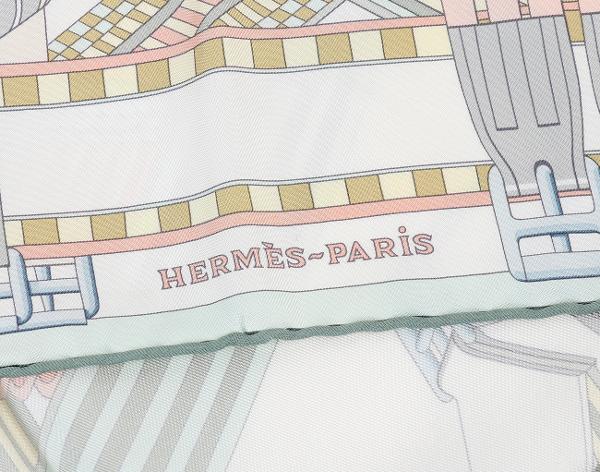 에르메스 까레 스카프 90 상글 엔 지그재그 블랑 베르트 아망드 로즈 뿌드르