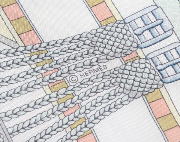 에르메스 까레 스카프 90 상글 엔 지그재그 블랑 베르트 아망드 로즈 뿌드르