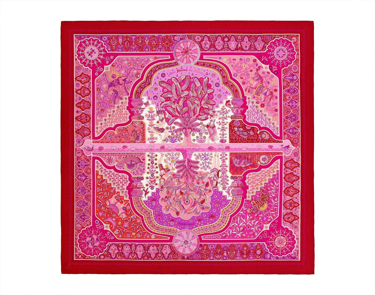 에르메스 캐시미어 숄 140 오 포르투 듀 팔레 루즈 로즈