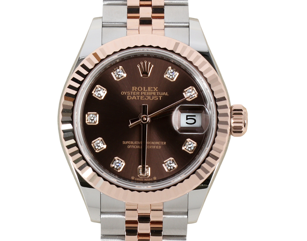 로렉스 레이디 데이저스트 28mm 로즈골드 콤비 초코판 10P 279171
