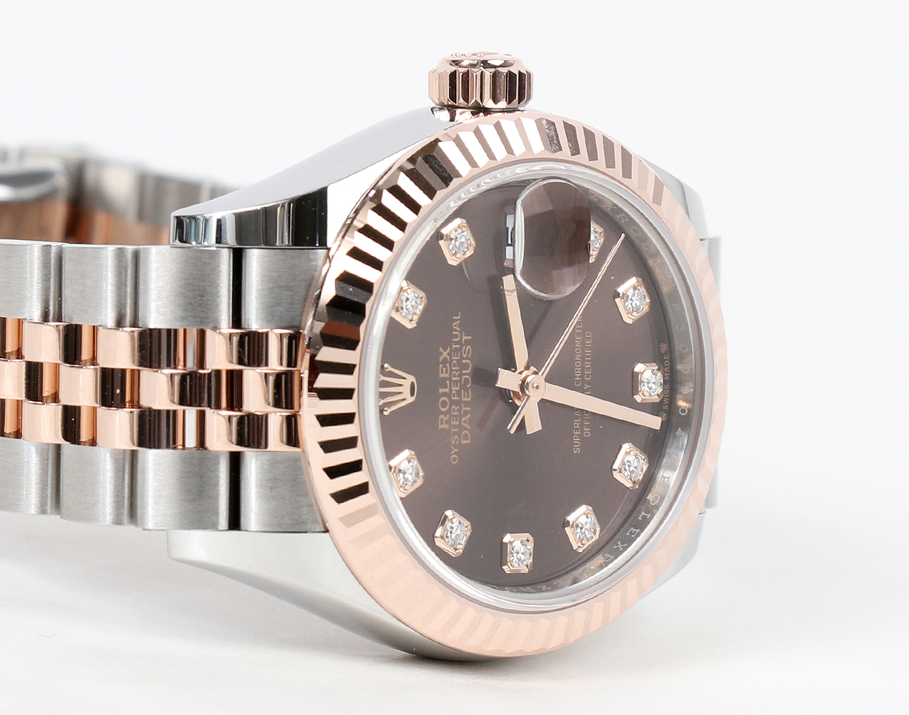로렉스 레이디 데이저스트 28mm 로즈골드 콤비 초코판 10P 279171