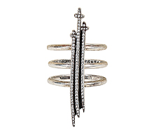 크롬하츠 RS3 크로스 V 트리플 밴드 링 실버 파베 다이아몬드 7